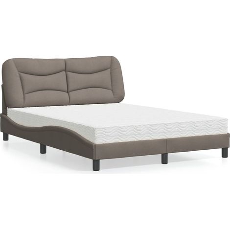 Bett mit Matratze "Hvar" Taupe 140x200 cm Stoff (1/5)