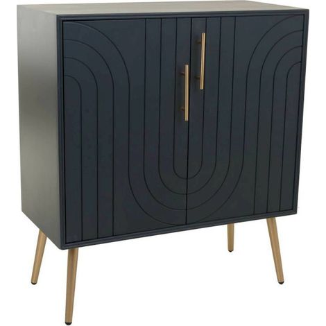 Console élégante en bois et métal gris foncé doré - gris foncé et doré (1/5)