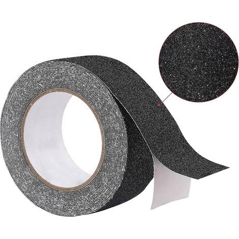 Nastro antiscivolo per scale 5 m x 2,5 cm, nastro adesivo antiscivolo nero, nastro adesivo antiscivolo per esterni e interni, nastro adesivo antiscivolo impermeabile (1/5)