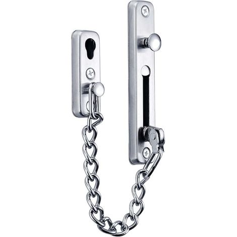 Chaîne de porte en acier inoxydable, verrou de sécurité, chaîne de porte argentée, verrou à pêne coulissant, verrou de sécurité à 4 vis (1/5)