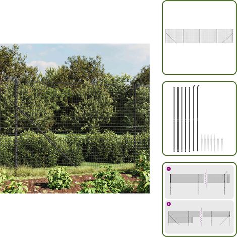 Maschendrahtzaun mit Bodenhülsen Anthrazit 1,4x10 m - Maschendrahtzaun - Gartenzaun - Metallzaun - Sicherheitszaun - Hundezaun (1/5)