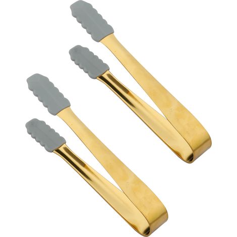 Pinces à glaçons en acier inoxydable avec dents de scie pour seau à glace, glaçons, sucre, bar à café, service de nourriture (1/5)