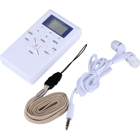 Mini radio FM portable LCD avec récepteur sans fil et écouteurs intégrés (blanc) (1/5)
