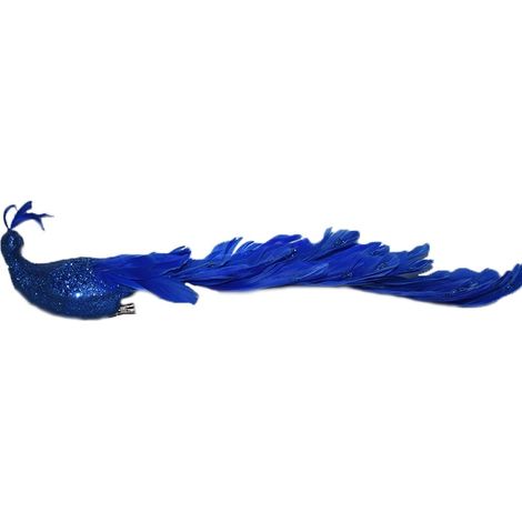 Puntale pavone blu per albero di natale decorazione addobbi natalizie da casa allestimento ornamento vetrine idea regalo 45 cm (1/5)