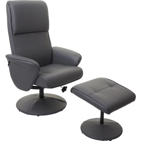 [NON UTILIZZATO] Poltrona relax reclinabile Helsinki girevole con poggiapiedi ecopelle grigio opaco