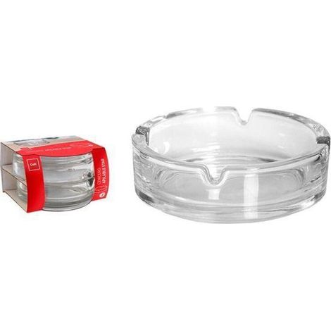 cok cenicero redondo apilable cristal transparente star 107 mm - caja 2 unidades
