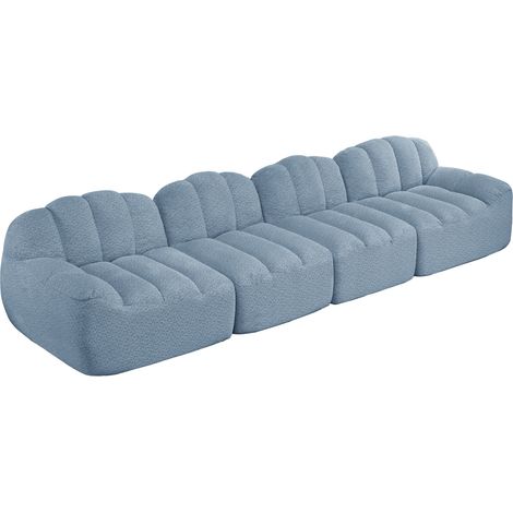 Sofá modular de 4 plazas azul, forma de concha, espuma 32D de alta densidad, sin montaje, HOMVRA (1/5)