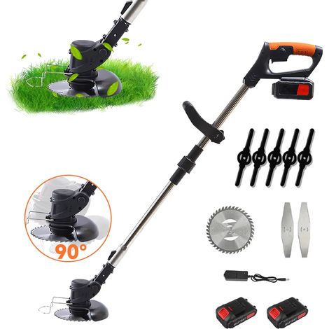 Tagliaerba Elettrico a Batteria, 18.000 giri/min, Pieghevole e Regolabile — Attrezzo per la Cura del Giardino con 2 Batterie Makita e 3 Tipi di Lame