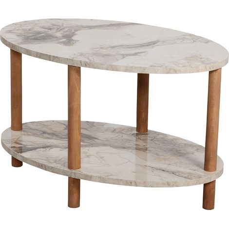 Mesa de centro ovalada 43 x 70 x 44 cm mármol crema 030008480