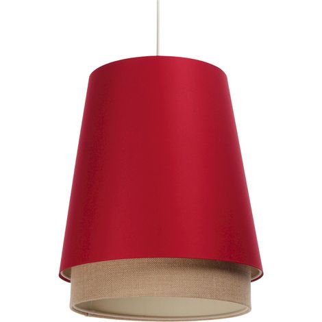 Suspension Extérieur en tissu satin rouge, intérieur chanvre crème - Rouge, crème (1/5)