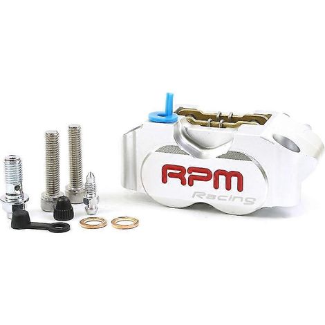 Étrier de frein à disque de moto Rpm Caliper, entraxe 82 mm, universel, compatible avec disques flottants de 200 et 220 mm, avec support adaptateur – argent (1/5)
