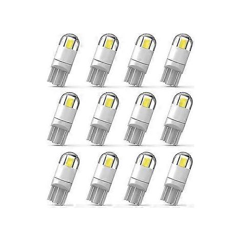 12 Stück 194 LED-Autolampen, 3030 Chipsatz, 2SMD T10 194 168 W5W LED-Keillampen, 1,5W 12V, Kennzeichenbeleuchtung, Einstiegsbeleuchtung, Kartenleseleuchten, Kofferraumbeleuchtung, Begrenzungsleuchten