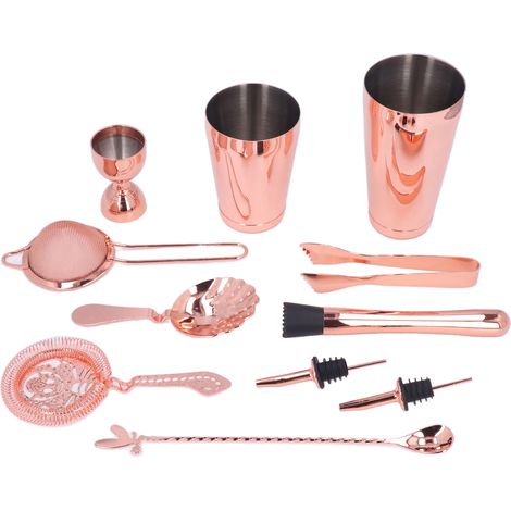 11-teiliges Cocktailshaker-Set aus Edelstahl, Getränkemixer-Set, Bar-Cocktail-Mixer-Set für den Haushalt, Roségold (1/5)