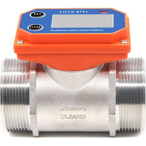 AIPERQ Digital Water Flow Meter, Stainless Steel Flow Sensor, Acid and Alkali Resistant Water Flow Meter