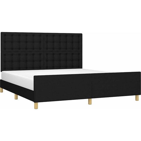 Estructura de cama con cabecero de tela negro 180x200 cm vidaXL (1/4)