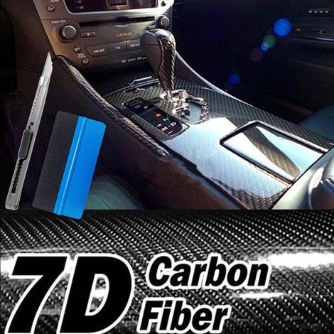 Vinyle adhésif 7D fibre de carbone brillant, sans bulles, anti-plis, avec outils (1/5)