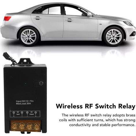 Relais Voiture Télécommande 433MHz RF Sans Fil Bobine Laiton 12V-72V 30A Interrupteur (1/5)