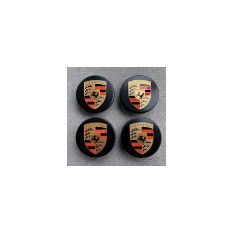 Passend für 4 schwarze, gebogene Porsche-Radnabenkappen, 76 mm, mit Logo, farblich abgestimmt.
