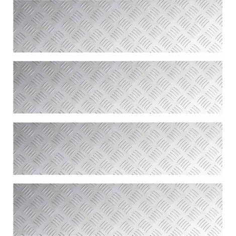 Plaques à damier 4 pcs Argent 100 x 25 cm Aluminium CFW306220 (1/5)