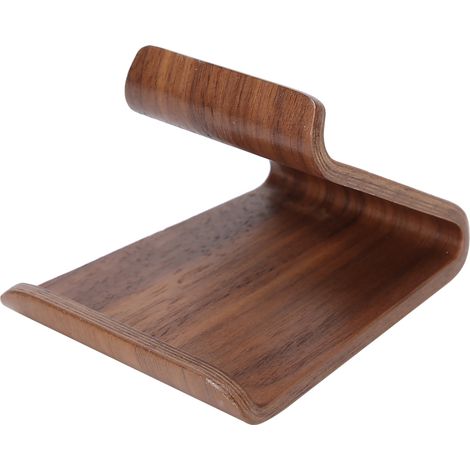 Support de bureau double face en noyer pour tablette, PC et téléphone portable (brun noyer)