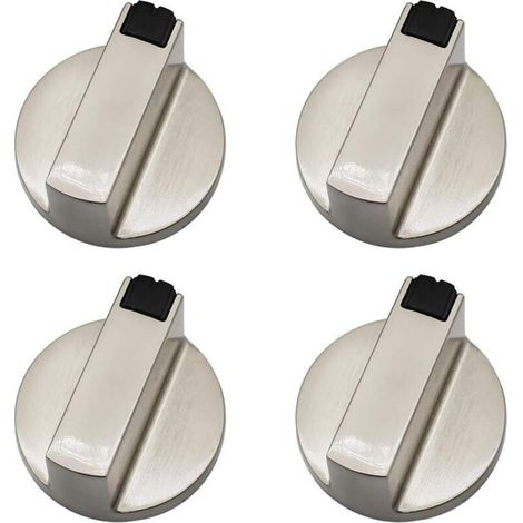Lot de 4 boutons de commande en métal – Alliage de zinc résistant aux rayures – Diamètre de l'arbre 6 mm – Pour cuisinières à gaz et fours (1/5)