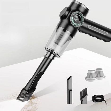 Aspirateur sans fil rechargeable à main amélioré avec indicateur de charge, vitesse élevée de 40 000 tr/min, équipé d'un embout multifonctionnel