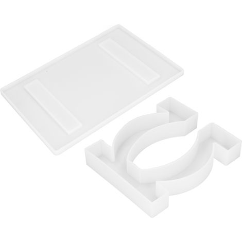 Moule en résine époxy cristal à faire soi-même, cadre de bureau d'ordinateur, moule en silicone pour loisirs créatifs, décoration pour la maison et le bureau (pieds en forme de O, ensemble de bureau 6 (1/5)