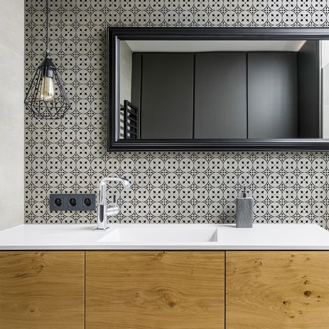 Sticker Mural Carrelage adhésif Cuisine Salle de Bain - 24 STICKERS CARREAUX DE CIMENT AZULEJOS ELA - 24stickers10x10cm (1/5)