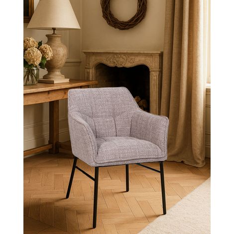 Chacha - Lot de 2 Chaises en tissu taupe et pieds métal (1/5)