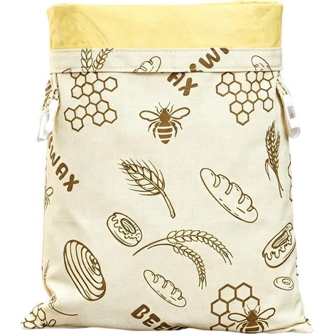 Sac à en coton et d'abeille Fermeture hermétique avec boucle pour aliments Sac à en d'abeille Pour Cuisine Congélateur Garde-Manger Boulangerie Sandwich Miche Pâte Baguette En-Cas (1/5)