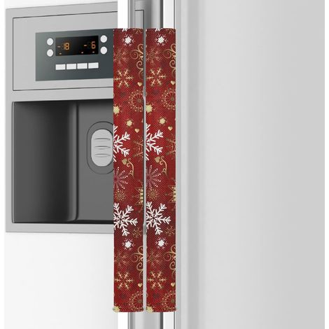Jeu de 2 Housses pour Poignées de Porte de Réfrigérateur Flocon de Neige de Noël, Protègent contre Empreintes Digitales et Taches Alimentaires pour Four et Lave-Vaisselle (1/4)