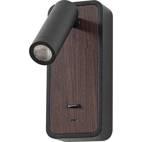LED-vägglampa, vägglampa inomhus "Tallis" aus metallermit USB Anschluss für sovrum von Lindby