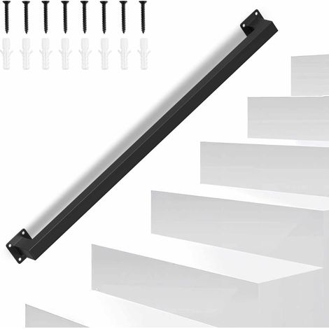 TolleTour Handlauf treppe Handlauf Set Metall Schwarz pulverbeschichteter Treppenhandlauf pflegeleicht und langlebig 80cm Treppengeländer