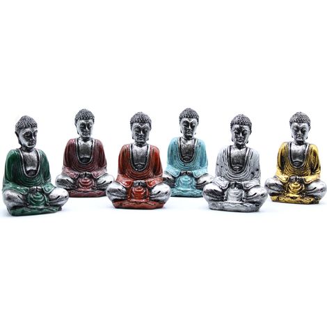Mini Bouddha argenté (couleurs assorties)- Vendu par 6 (1/4)