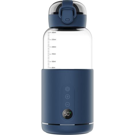 Chauffe biberon portable sans fil 300 ml – Charge USB – Température réglable jusqu'à 55 °C – Design anti-éclaboussures pour voyages