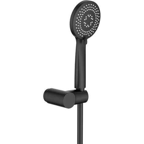 Set doccia con staffa fissa montaggio a parete tonda 3 funzioni finitura nera - Stapol