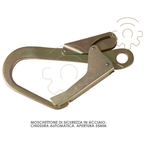 Moschettone sicurezza acciaio chiusura automatica apertura mm.55 norma CE EN362