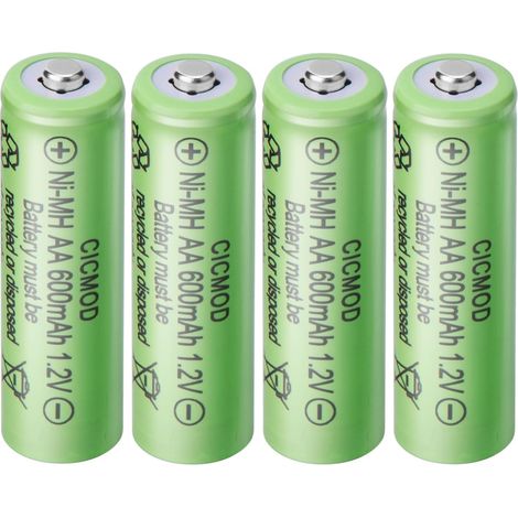 Piles Rechargeable AA NiMH 600mAh 1.2V Batterie Rechargeable Lot de 4 Rechargez la Batterie Accu Solar Batterie pour Produits Solaires (1/5)