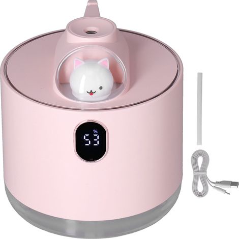 Humidificateur USB 500ml avec Veilleuse Vaisseau Spatial pour Voiture et Maison - Rose (1/5)