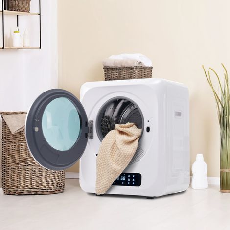 Sèche-Linge Évacuation Compact 3kg/4kg - 850W - Sèche-Linge Inox avec Écran LED et 6 Programmes - Blanc