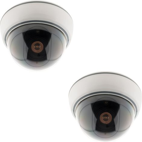 Otio – Lot de 2 caméras de surveillance factices intérieures – LED clignotant – Alimentation 3 piles AA – Installation simple sans câblage