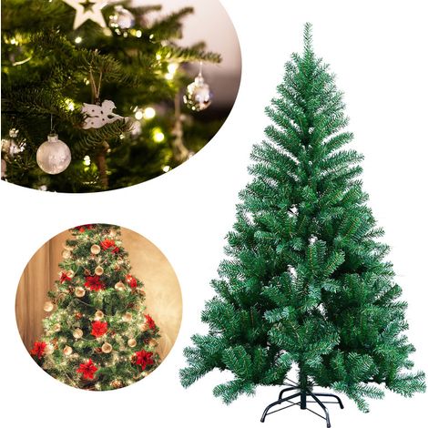 SWANEW Albero di Natale artificiale. albero abete. tronco verde. materiale in PVC. incluso supporto in legno. albero di Natale da 180 cm (1/5)