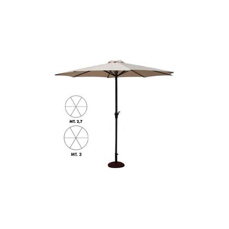 Parasol en métal à manivelle - mât ø 300 cm ø 48 mm avec 6 baleines écru
