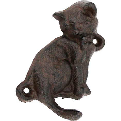 Signes Grimalt Cat Hanger Porte-Manteaux Vintage en Fonte Gris à 1 Bouton - 10x9x4cm