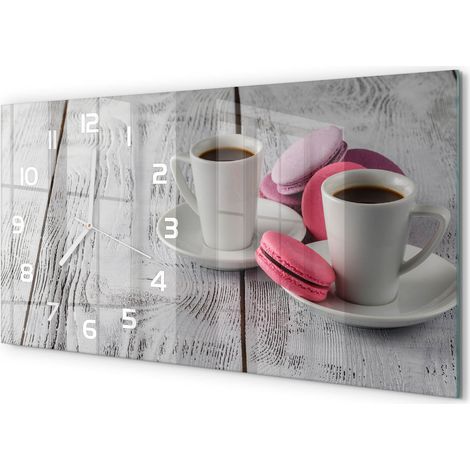 Horloge Murale Panoramique Minimaliste 60x30 cm Design Épuré Moderne Café et biscuits (1/5)