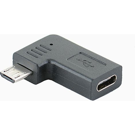 Universal charging adapter for mobile phone data cable (right side): USB-C female connector to micro-USB male connector for Android (1/5)