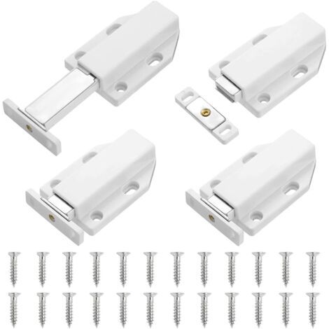 royaluxe-4 Pièces Loquet à poussée magnétique, loquet à pression pour ouvrir, loquet d'armoire à dégagement tactile pour portes et tiroirs