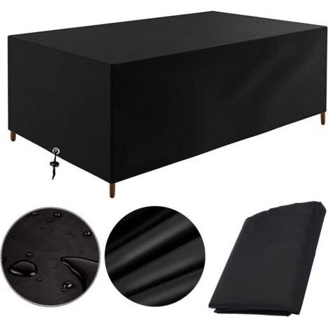 Housse pour salon de jardin imperméable Housse de protection résistante aux UV pour salon de jardin 315 x 160 x 74 cm Noir (1/5)