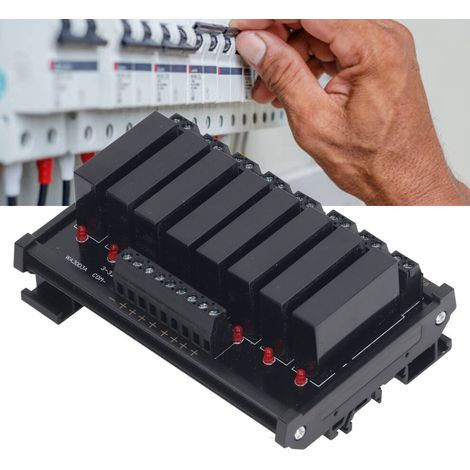 Adatto per relè a stato solido a 8 canali per montaggio su guida DIN, affidabili, ingresso 3-32 V CC, uscita 5-8 A, uscita 24-480 V CA.