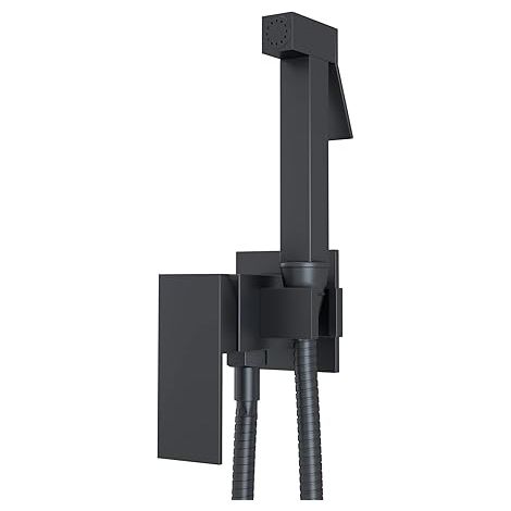 Douchette de bidet portable pour lavabo, kit de douchette avec flexible WC, douchette multifonction, mitigeur eau chaude/froide, laiton, noir (1/5)